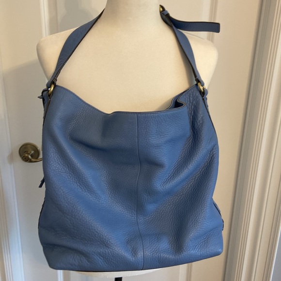 Cole Haan Blue/Lilac Soft Pebble Leather Hobo Style Shoulder Bag. - Picture 5 of 14